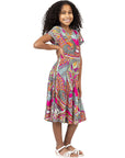 24sevenkid Pink Paisley Short Sleeve Girls Dress