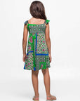 24sevenkid Girls Green Scarf Print Ruffle Summer Dress