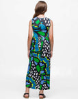 24sevenkid Girls Blue Butterfly Print Sleeveless Maxi Dress with Pockets