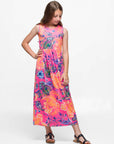 24sevenkid Girls Pink Paisley Print Sleeveless Maxi Dress with Pockets
