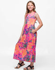 24sevenkid Girls Pink Paisley Print Sleeveless Maxi Dress with Pockets