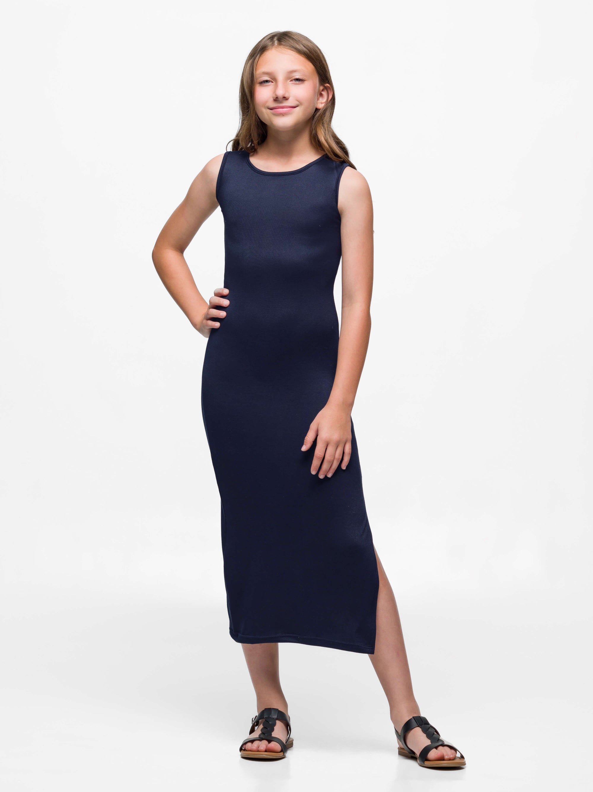 Girls Side Slit Maxi Dress Machine Washable