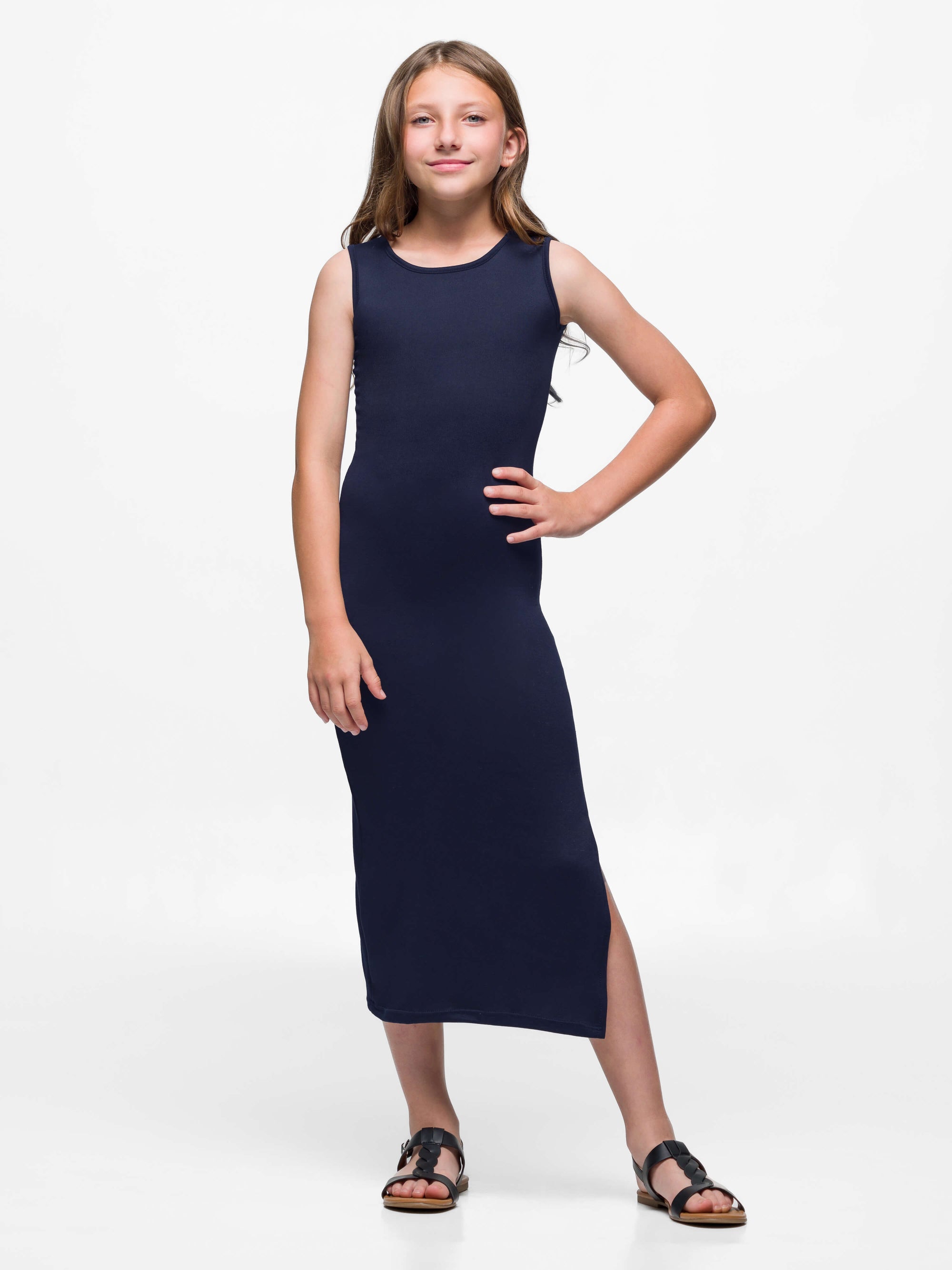 Girls Side Slit Maxi Dress Machine Washable