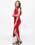 Girls Side Slit Maxi Dress Machine Washable