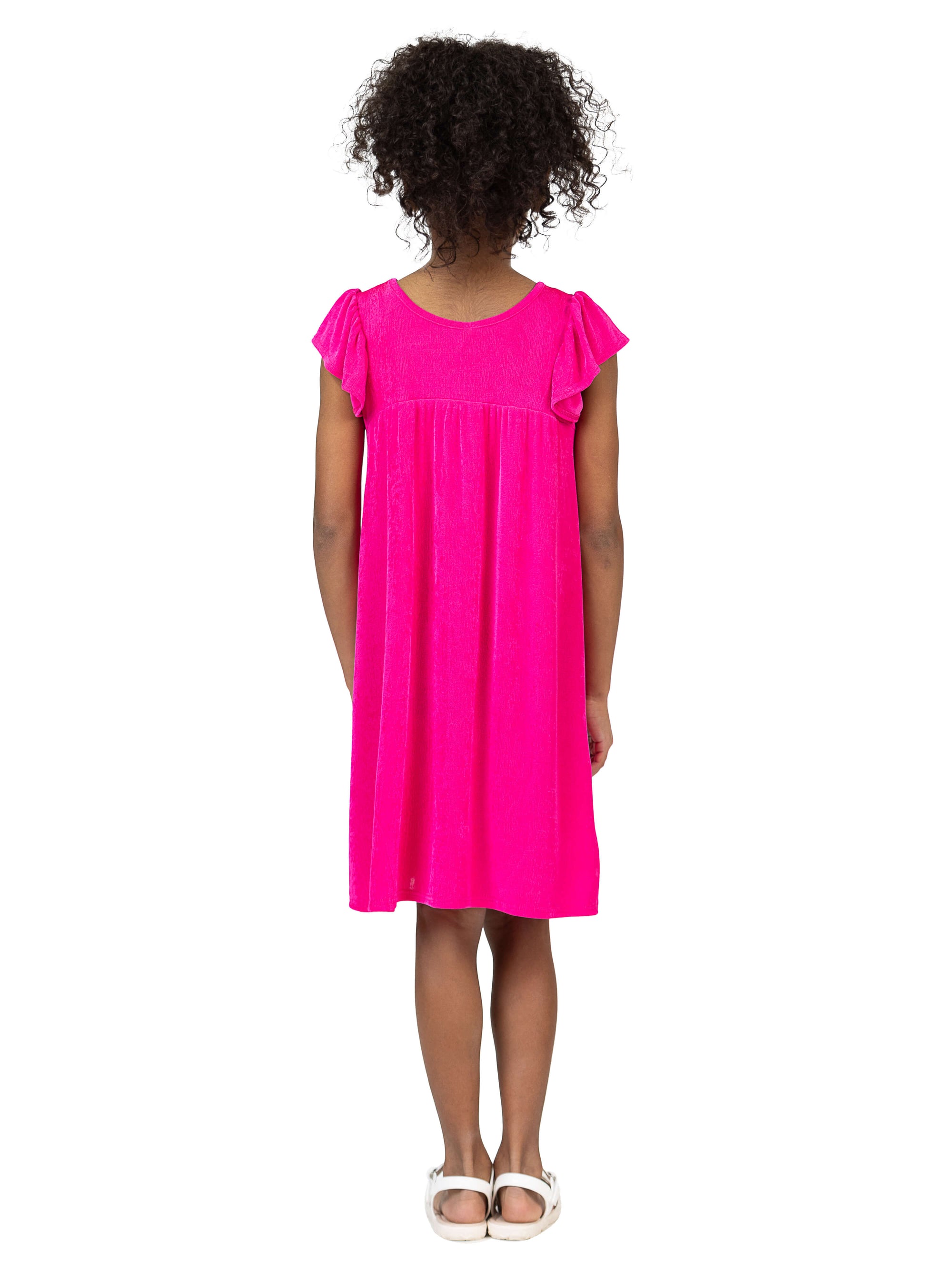 24sevenkid Girls Ruffle Cap Sleeve Knee Length Babydoll Dress