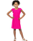 24sevenkid Girls Ruffle Cap Sleeve Knee Length Babydoll Dress