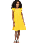 24sevenkid Girls Ruffle Cap Sleeve Knee Length Babydoll Dress