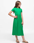 24seven Comfort Apparel Girls Short Sleeve Pleated Midi Dress