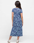 24sevenkid Girls Short Sleeve Blue Geo Print Maxi Dress