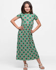 24sevenkid Girls Short Sleeve Green Maxi Dress