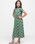 24sevenkid Girls Short Sleeve Green Maxi Dress
