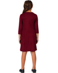24seven Comfort Apparel Girls Long Sleeve Loose Fit Knee Length Tunic Pocket Dress