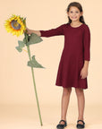 24seven Comfort Apparel Girls Long Sleeve Loose Fit Knee Length Tunic Pocket Dress