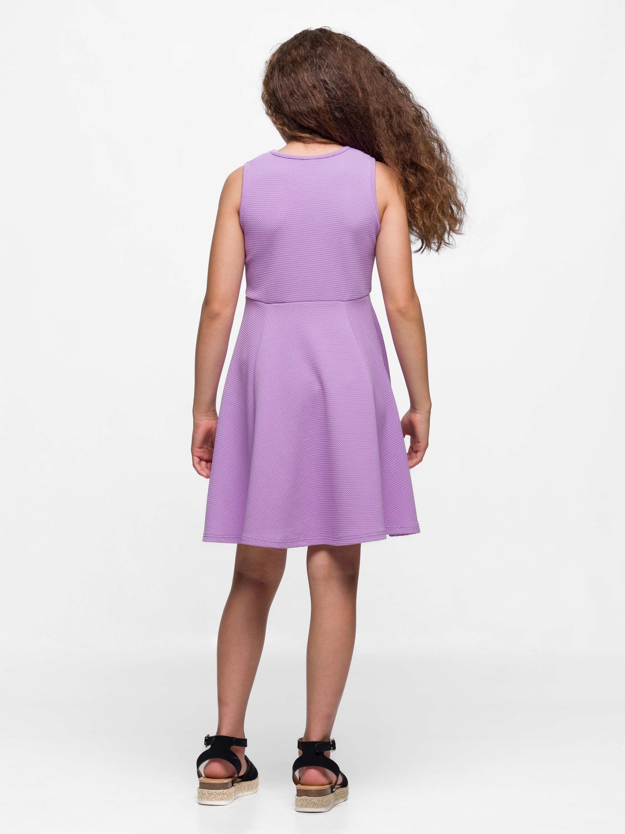 Girls Sleeveless Knee Length Fit and Flare Dress