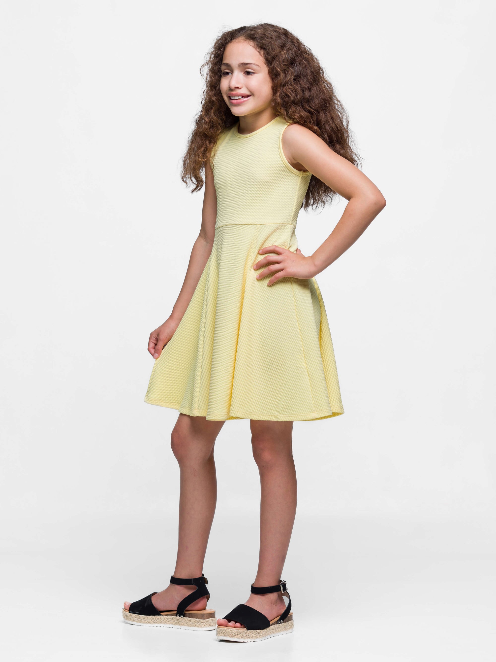 Girls Sleeveless Knee Length Fit and Flare Dress