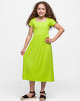 Girls Short Sleeve Pleated Maxi Dress