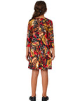 24seven Comfort Apparel Red Multiprint Knee Length Girls Fall Dress