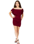 24seven Comfort Apparel Girls Off The Shoulder Rouched Party Dress