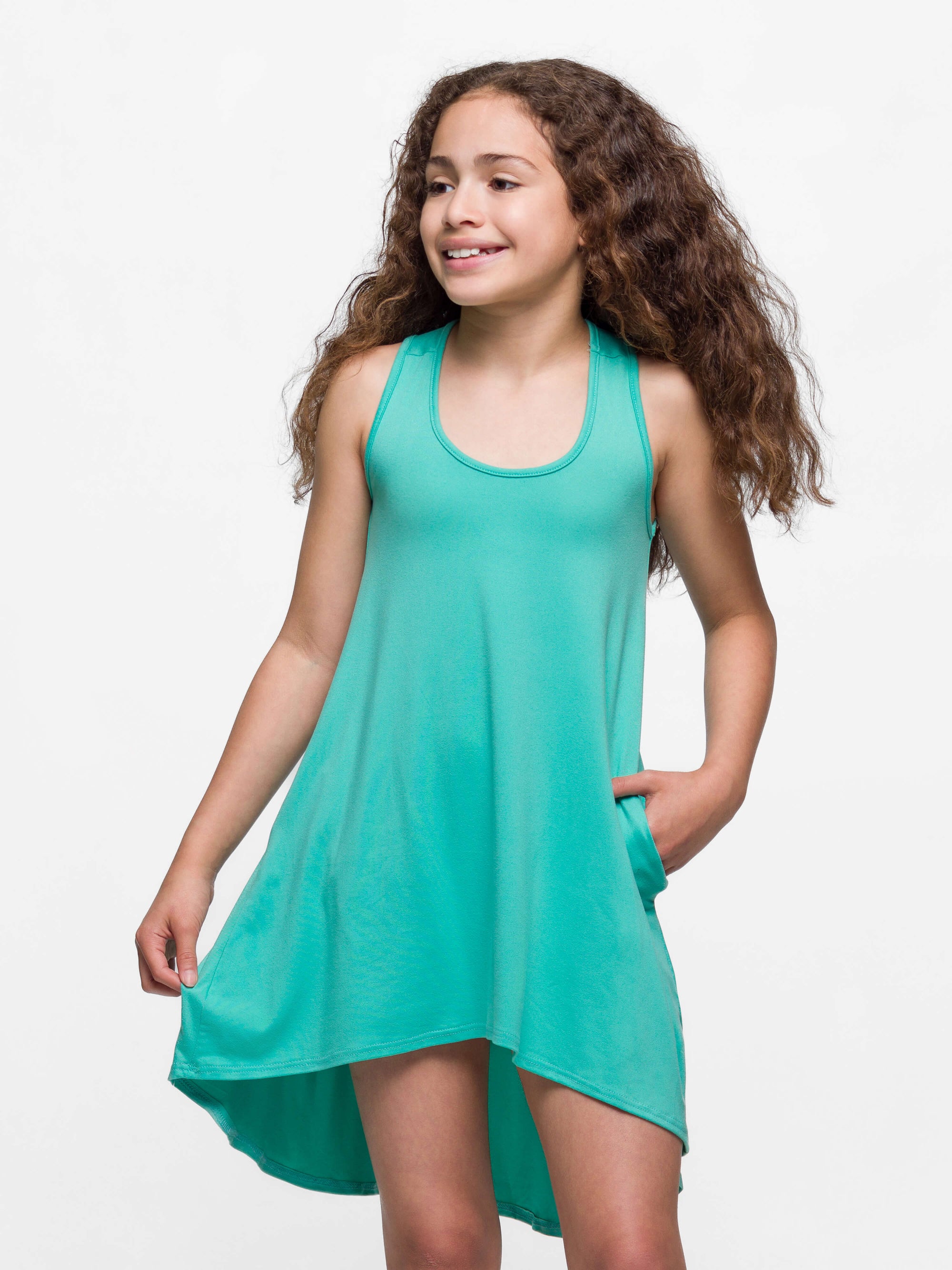 24sevenkid Girls High Low Sleeveless Pocket Dress