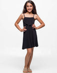 24sevenkid Girls Shimmery Spaghetti Strap Knee Length Dress