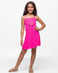 24sevenkid Girls Shimmery Spaghetti Strap Knee Length Dress