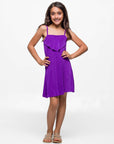 24sevenkid Girls Shimmery Spaghetti Strap Knee Length Dress