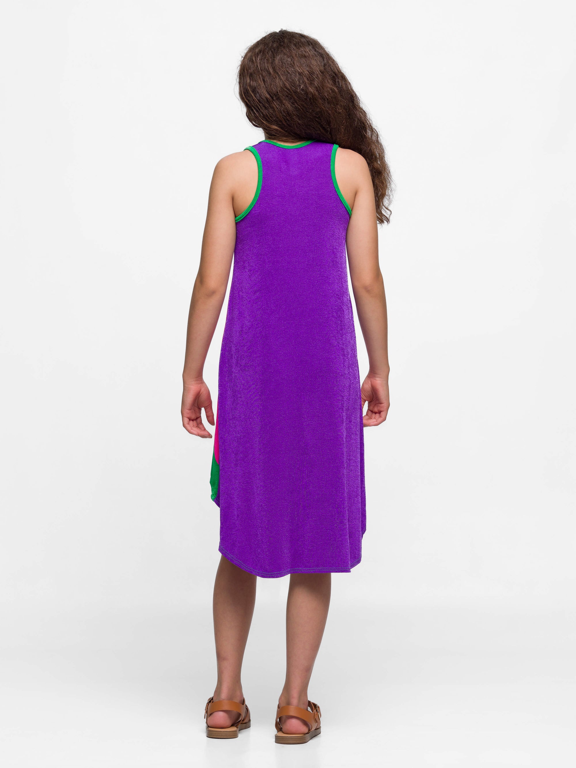 24sevenkid Girls Sleeveless Colorblock HighLow Knee Length Dress