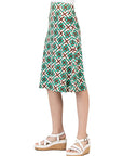 24sevenkid Green Geo Print Girls Knee Length Skirt