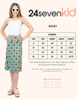 24sevenkid Green Geo Print Girls Knee Length Skirt