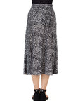 24seven Comfort Apparel Grey Animal Print Elastic Waistline Girls Maxi Skirt