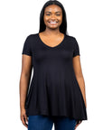 Short Sleeve Plus Size V Neck Tunic T Shirt