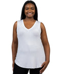V Neck Sleeveless Rounded Hemline Plus Size Top