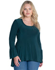 Long Bell Sleeve High Low Plus Size Tunic Top
