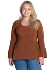 Long Bell Sleeve High Low Plus Size Tunic Top