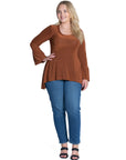 Long Bell Sleeve High Low Plus Size Tunic Top