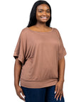Plus Size Short Sleeve Loose Fitting Dolman Top