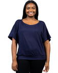 Plus Size Short Sleeve Loose Fitting Dolman Top
