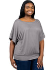 Plus Size Short Sleeve Loose Fitting Dolman Top