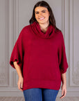 Plus Size Cowl Neck Dolman Sleeve Sweater Top