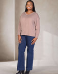 Relaxed Plus Size Fit Ribbed Knit V Neck Sweater Top