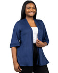 Elbow Length Sleeve Open Front Plus Size Cardigan