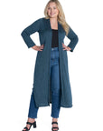 Long Duster Open Front Plus Size Knit Cardigan