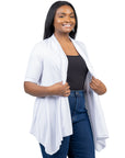 Elbow Length Sleeve Open Front Plus Size Cardigan