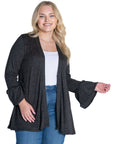 Knit Bell Sleeve Plus Size Open Cardigan