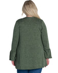 Knit Bell Sleeve Plus Size Open Cardigan