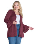 Knit Bell Sleeve Plus Size Open Cardigan