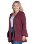Knit Bell Sleeve Plus Size Open Cardigan