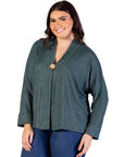 Plus Size Single Button Front Long Sleeve Womens Cardigan
