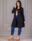 Plus Size Knee Length Long Sleeve Hooded Womens Cardigan Shrug