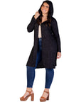 Plus Size Knee Length Long Sleeve Hooded Womens Cardigan Shrug